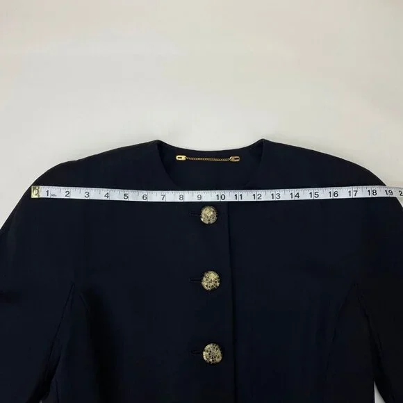 ESCADA Margaretha Ley Vintage Navy Blue Padded Shoulder Jacket/Blazer Size 36 - Picture 8 of 9